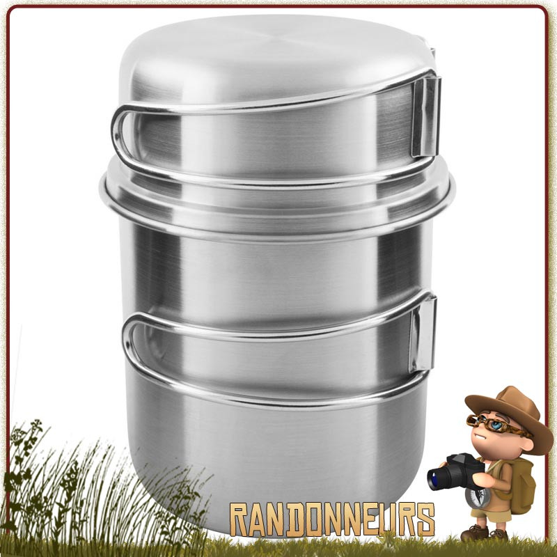 Set Handle Pot Inox 600 ml Tatonka cuisson feu de bois bushcraft Set Handle Pot Inox 600 ml Tatonka cuisson feu de bois bushcraft