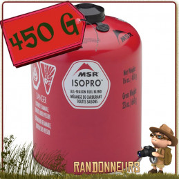 Cartouche Gaz MSR IsoPro 450g à valve Lindal avec filetage 80% d'isobutane et 20% de propane pour basses températures