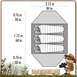 Tente MSR ELIXIR 3 places de randonnée bikepacking cyclo tourisme sur 3 saisons large espace de vie