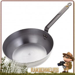 Poele paysanne bord haut 24 cm De Buyer campement bushcraft compatible feu de bois