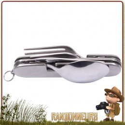 Set Couteau et Couverts de Camping rothco. Lame et  manche acier inox. Ensemble compact et robuste