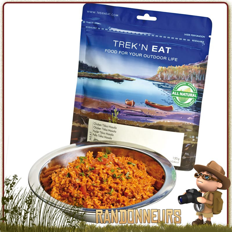 repas randonnée légère lyophilisé en sachet Poulet Tikka Masala Trek'n Eat