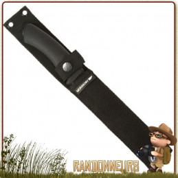 Poignard tactique Mora PATHFINDER grande lame 17 cm acier carbone noire anti reflets avec étui nylon molle