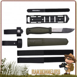 Couteau bushcraft Mora KANSBOL  lame en acier Carbone 12C27 de 11 cm, manche POP gomme vert