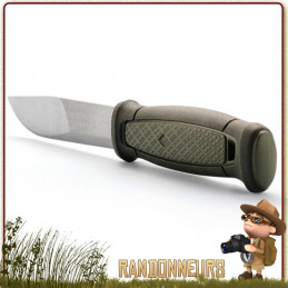 Couteau bushcraft Mora KANSBOL  lame en acier Carbone 12C27 de 11 cm, manche POP gomme vert