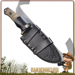 poignard Bushman de Fox Military est un couteau typé bushcraft avec sa grande lame noire de 16 cm en acier D2